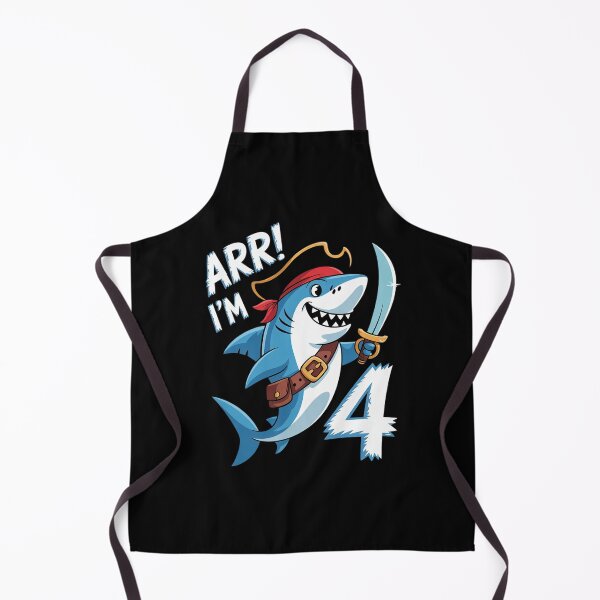 Item preview, I'm 4 years Bday Shark pirate 4th Birthday boy pirate Party  designed and sold by lilLilaBatArt.