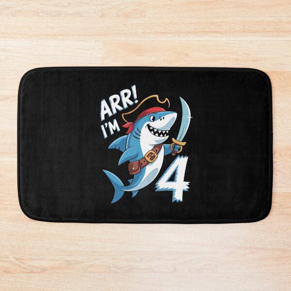 Item preview, I'm 4 years Bday Shark pirate 4th Birthday boy pirate Party  designed and sold by lilLilaBatArt.