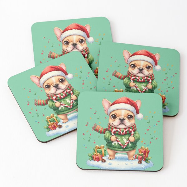 Item preview, Cute Christmas Frenchie | Adorable French Bulldog with Heart Candy Canes designed and sold by E-SarnEdge.