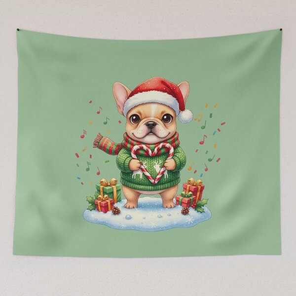 Item preview, Cute Christmas Frenchie | Adorable French Bulldog with Heart Candy Canes designed and sold by E-SarnEdge.