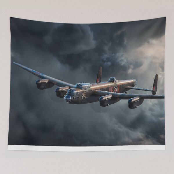 Item preview, The Lancaster Bomber Soaring Through Ominous Skies Amid Lightning Flashes designed and sold by Skyframe Aviation.