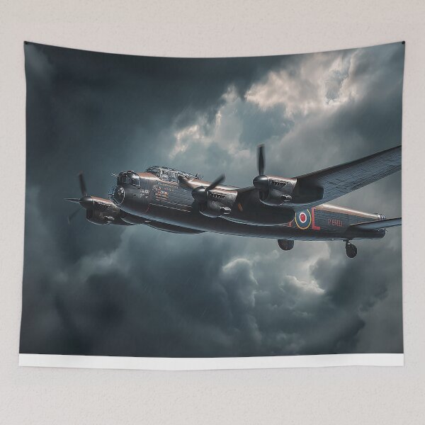 Item preview, Wartime Lancaster Crossing Dramatic Skies During Mission Flight designed and sold by Skyframe Aviation.