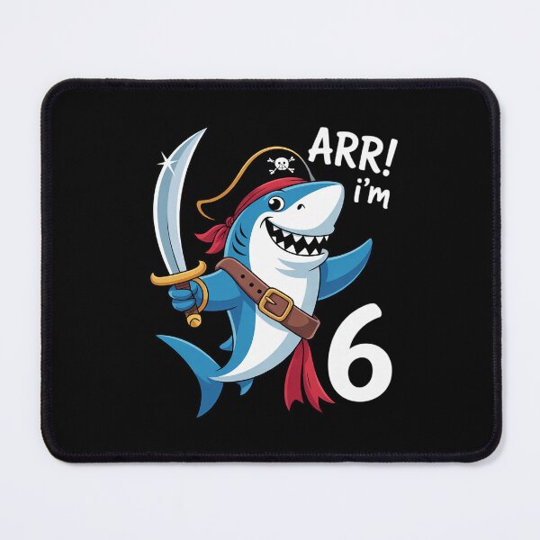 Item preview, I'm 6 years Bday Shark pirate 6th Birthday boy pirate Party designed and sold by lilLilaBatArt.