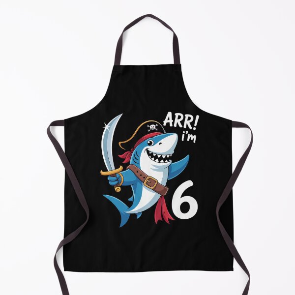 Item preview, I'm 6 years Bday Shark pirate 6th Birthday boy pirate Party designed and sold by lilLilaBatArt.