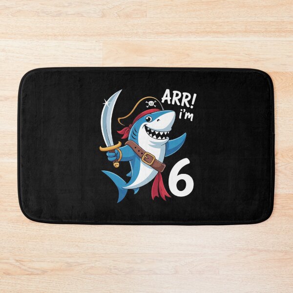 Item preview, I'm 6 years Bday Shark pirate 6th Birthday boy pirate Party  designed and sold by lilLilaBatArt.