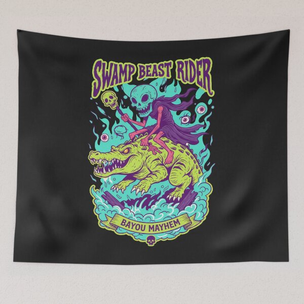 Item preview, Swamp Beast Rider Bayou Mayhem - Neon Monster Art designed and sold by AwesomeBeyondLimits.