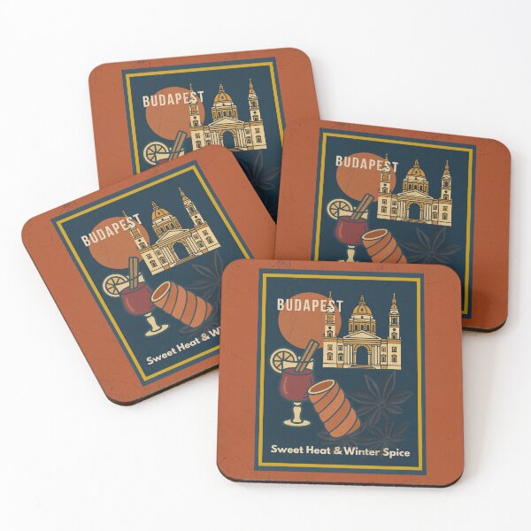 Item preview, Budapest Urban Gastro – Chimney Cake & Mulled Wine Art Deco Poster designed and sold by IdolejaArt.