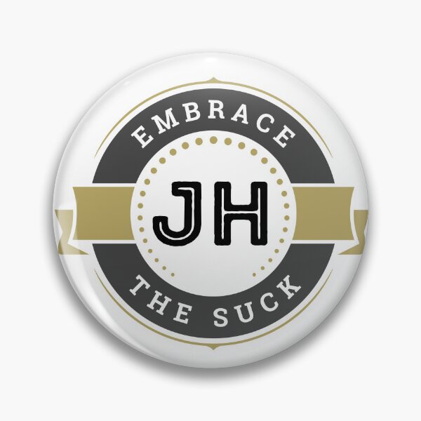 Item preview, Embrace The Suck Logo Emblem With JH Monogram – Bold Gold And Dark Gray Badge designed and sold by Rue Market.