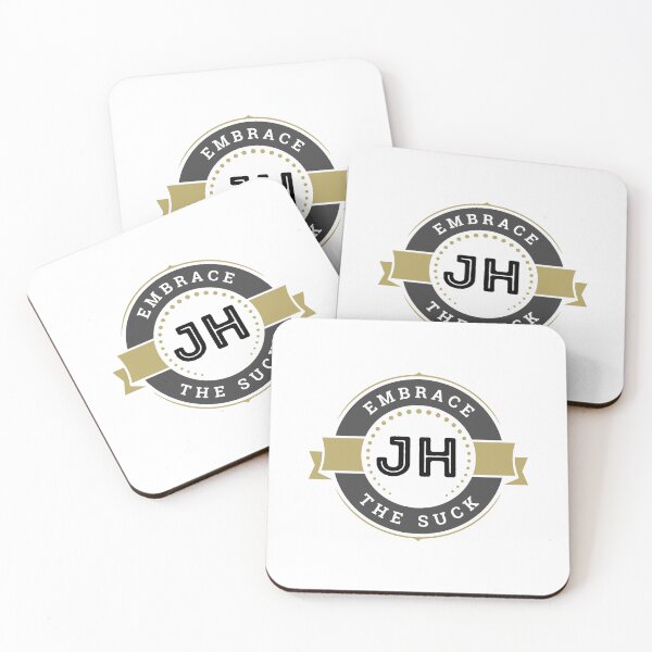 Item preview, Embrace The Suck Logo Emblem With JH Monogram – Bold Gold And Dark Gray Badge designed and sold by Rue Market.