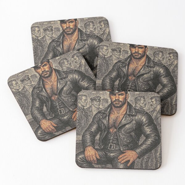 Item preview, 1940s Vintage Pointillism Leather Daddy Rough Trade Berlin Leder Brotherhood Leather Bar Pride Tom of Finland Tribute Graphic Design designed and sold by ItsAKinkThing.