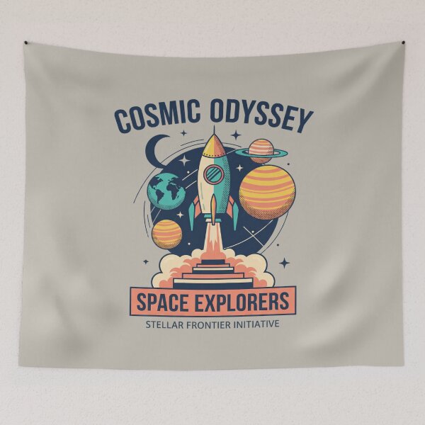 Item preview, Cosmic Odyssey Space Explorers - Retro Rocket Launch Art designed and sold by AwesomeBeyondLimits.