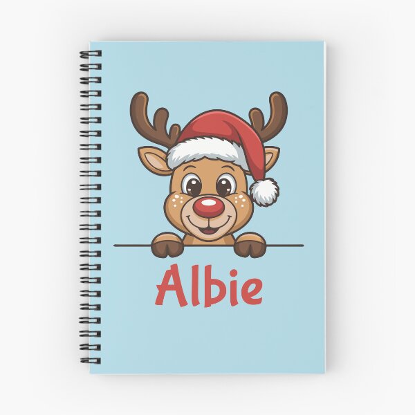 Item preview, Albie Cute Christmas Reindeer Graphic with Santa Hat | Personalized Holiday Gift Idea designed and sold by 89BLACK.