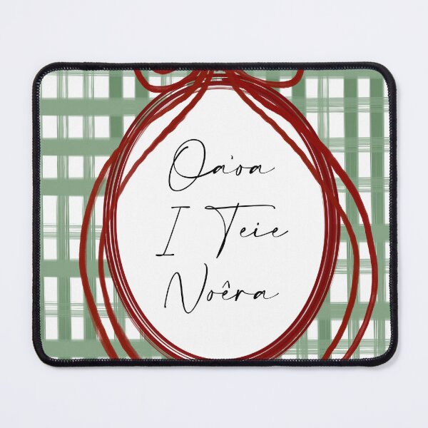 Item preview, Oa‘oa i teie Noêra – Tahitian Christmas Greeting • Green Plaid & Red Bow designed and sold by lolomastudio.