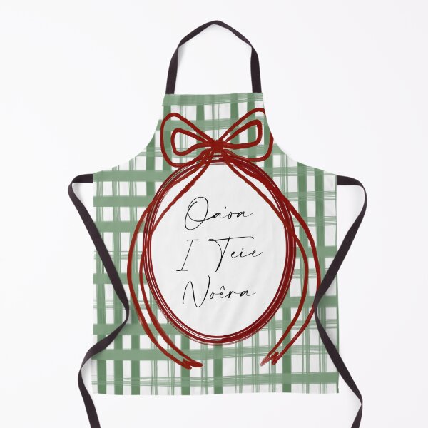 Item preview, Oa‘oa i teie Noêra – Tahitian Christmas Greeting • Green Plaid & Red Bow designed and sold by lolomastudio.
