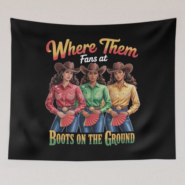 Item preview, Where Them Fans At Boots On The Ground Black Cowgirl Western designed and sold by SiegridOffical.