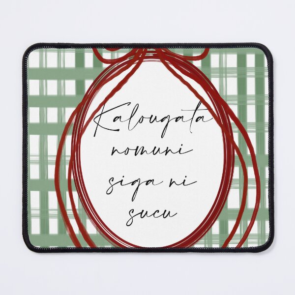 Item preview, Fijian Kalougata Nomuni Siga ni Sucu Print – Green Plaid with Red Bow designed and sold by lolomastudio.