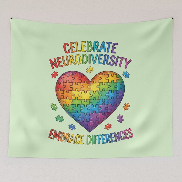 Item preview, Celebrate Neurodiversity Embrace Differences - Rainbow Puzzle Heart designed and sold by AwesomeBeyondLimits.