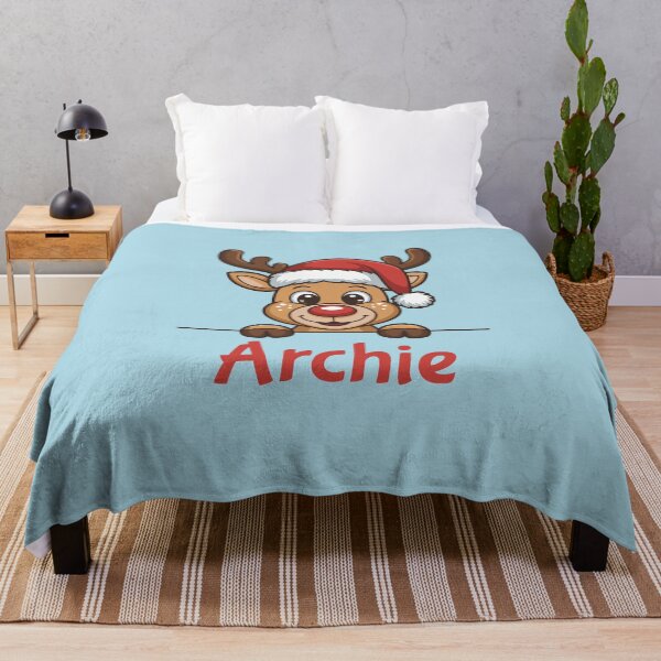 Item preview, Archie Cute Christmas Reindeer Graphic with Santa Hat | Personalized Holiday Gift Idea designed and sold by 89BLACK.