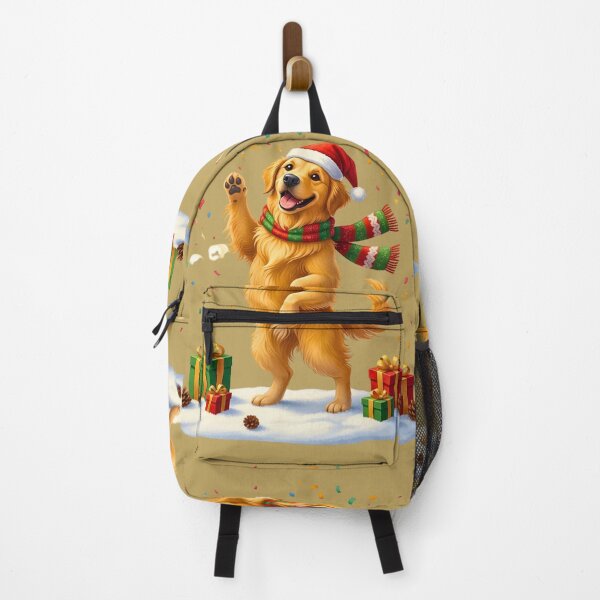 Item preview, Happy Golden Retriever Christmas | Cheerful Dog Waving in Festive Snow designed and sold by E-SarnEdge.