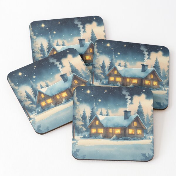 Item preview, Peaceful Snowy Cabin – Dreamy Winter Watercolor Scene designed and sold by Velora_art01.