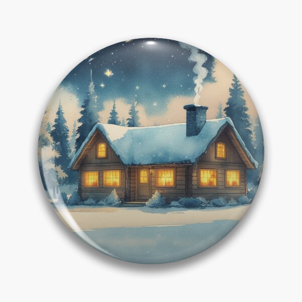Item preview, Peaceful Snowy Cabin – Dreamy Winter Watercolor Scene designed and sold by Velora_art01.