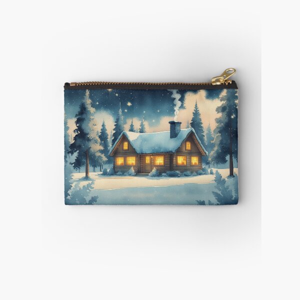 Item preview, Peaceful Snowy Cabin – Dreamy Winter Watercolor Scene designed and sold by Velora_art01.