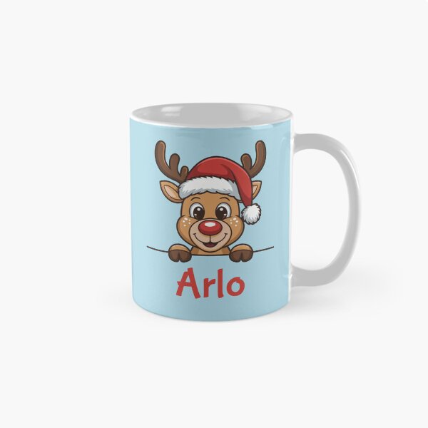 Item preview, Arlo Cute Christmas Reindeer Graphic with Santa Hat | Personalized Holiday Gift Idea designed and sold by 89BLACK.