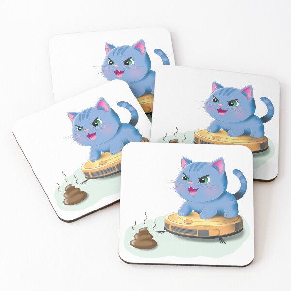 Item preview, Evil Cat on Robot Vacuum designed and sold by QuirkyMint.