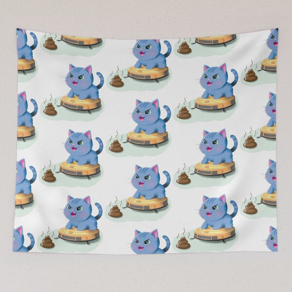 Item preview, Evil Cat on Robot Vacuum designed and sold by QuirkyMint.