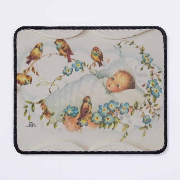 Item preview, Vintage 1950's birth announcement card for baby girl with birds and flowers designed and sold by Photopat.
