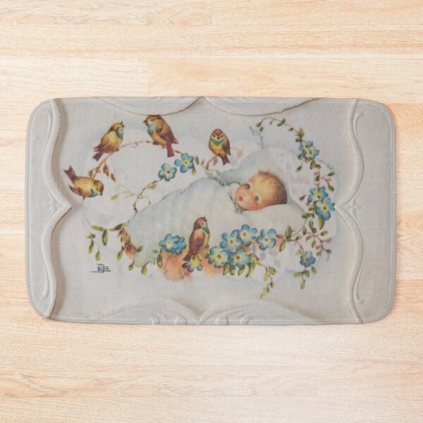 Item preview, Vintage 1950's birth announcement card for baby girl with birds and flowers designed and sold by Photopat.