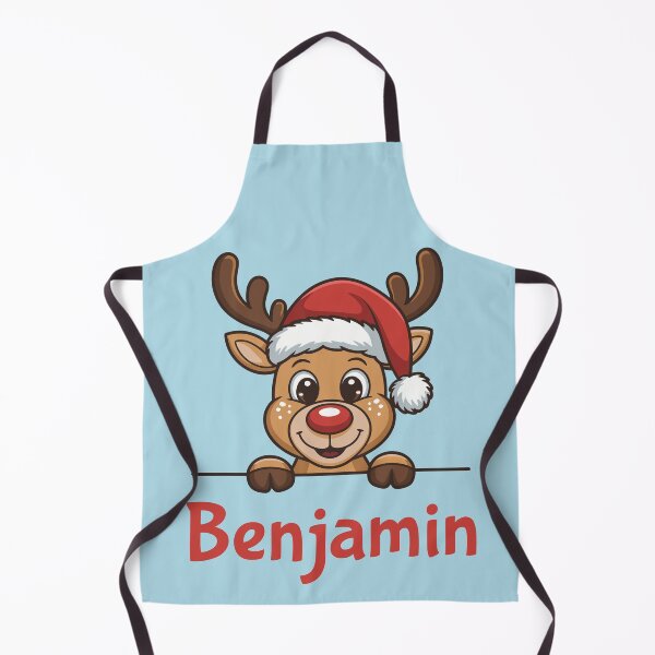 Artikelvorschau, Niedliche Weihnachtsrentier-Grafik von Benjamin mit Weihnachtsmannmütze | Personalisierte Geschenkidee für Weihnachten entworfen und verkauft von 89BLACK.