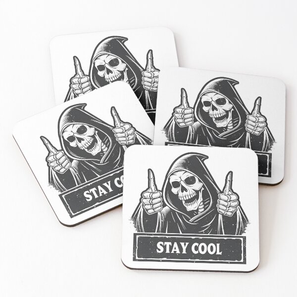 Item preview, Black & White Grim Reaper Thumbs Up Illustration - "Stay Cool" Vintage Distressed Graphic designed and sold by niteshRart.