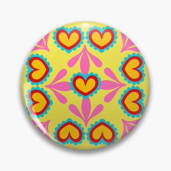 Item preview, Vibrant Mexican Folk Art Hearts Design Otomi Style Bohemian Decor designed and sold by nineFlorals.