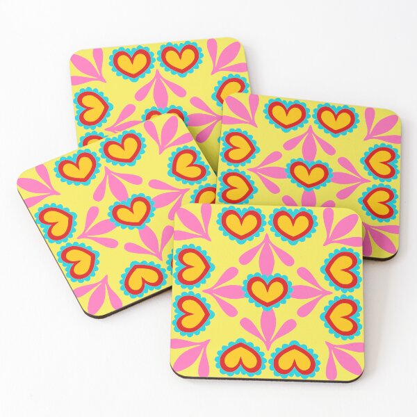 Item preview, Vibrant Mexican Folk Art Hearts Design Otomi Style Bohemian Decor designed and sold by nineFlorals.