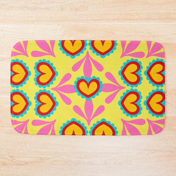 Item preview, Vibrant Mexican Folk Art Hearts Design Otomi Style Bohemian Decor designed and sold by nineFlorals.