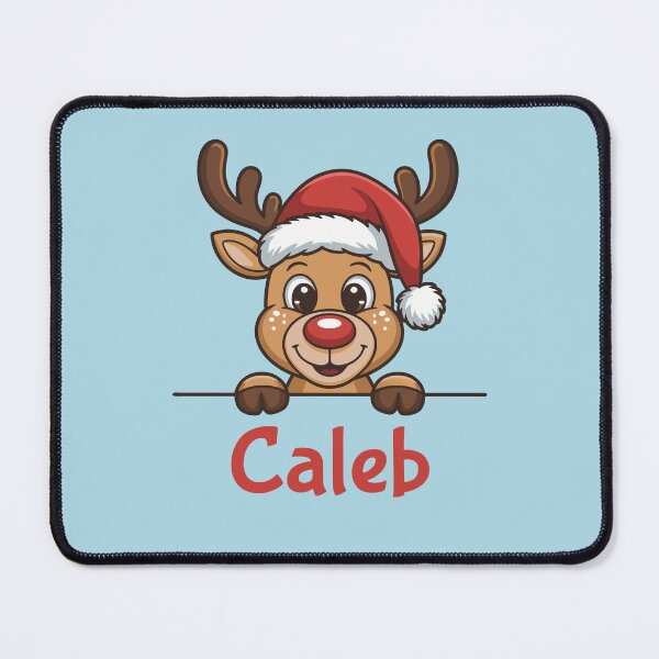 Item preview, Caleb Cute Christmas Reindeer Graphic with Santa Hat | Personalized Holiday Gift Idea designed and sold by 89BLACK.