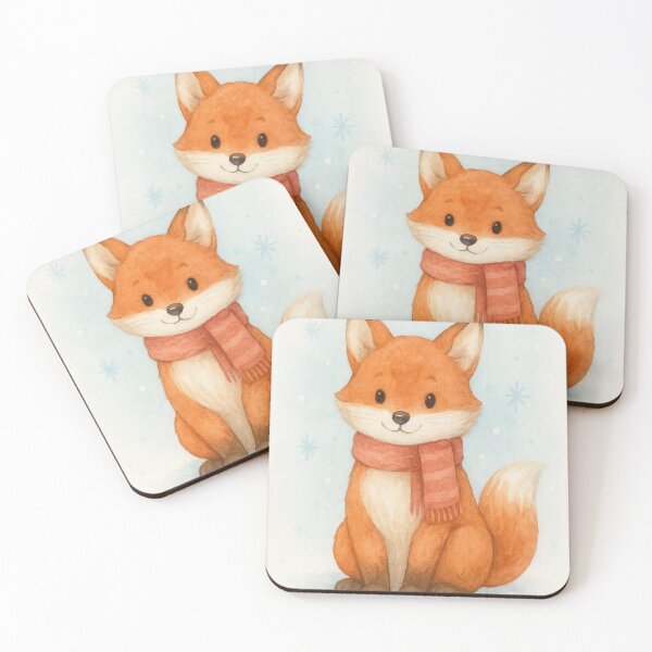 Item preview, Cute Winter Fox in Red Scarf – Watercolor Animal Art Print designed and sold by TaRoPonn.