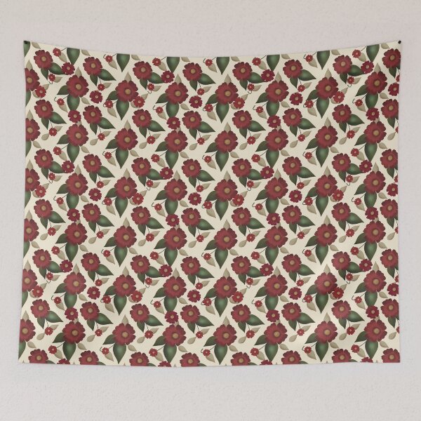 Item preview, Red Botanical Floral Pattern Vintage Style Flower Design designed and sold by Almanzart.