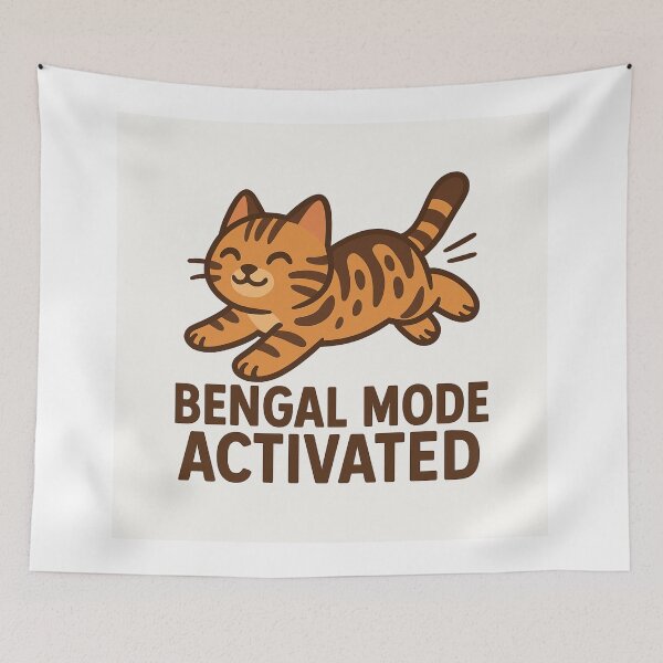 Item preview, Bengal Mode Activated | Cute Bengal Cat Running Cartoon Sticker designed and sold by Gurjeetpixelart.