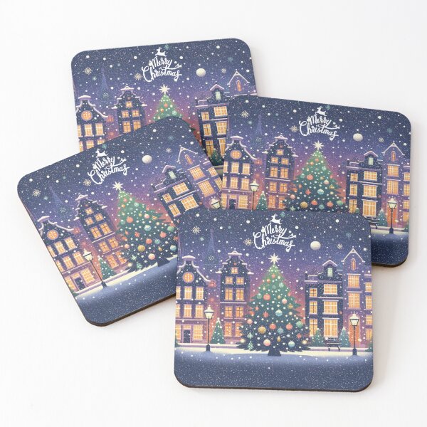 Item preview, Magical Amsterdam in the Snow – Dutch Christmas City Scene with Canals and Tree Lights designed and sold by Sugar Wisdom .