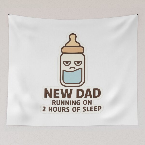 Item preview, New Dad – Running On 2 Hours Of Sleep | Funny Tired Father Sticker designed and sold by Gurjeetpixelart.