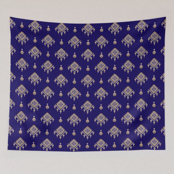 Item preview, Geometric Gold Pattern on Navy Blue Background, Geometric seamless pattern designed and sold by RS4you.
