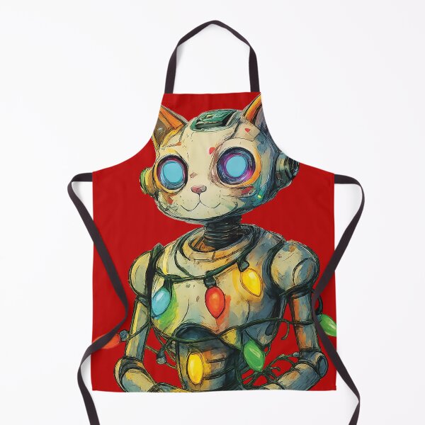 Item preview, Cyber Cat Christmas Lights Illustration designed and sold by ChubbiesCloud Collections.