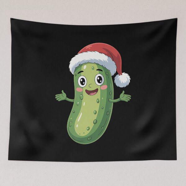 Item preview, Fuuny Pickles Wearing Santa Hat Cute Holiday Humor Christmas designed and sold by ConnieDora.