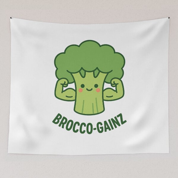 Item preview, Brocco-Gainz | Funny Broccoli Bodybuilder Kawaii Sticker designed and sold by Gurjeetpixelart.