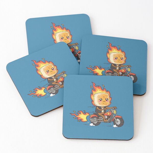 Item preview, Flaming Marshmallow Motorcycle Rider Kawaii designed and sold by Alec Buchan.