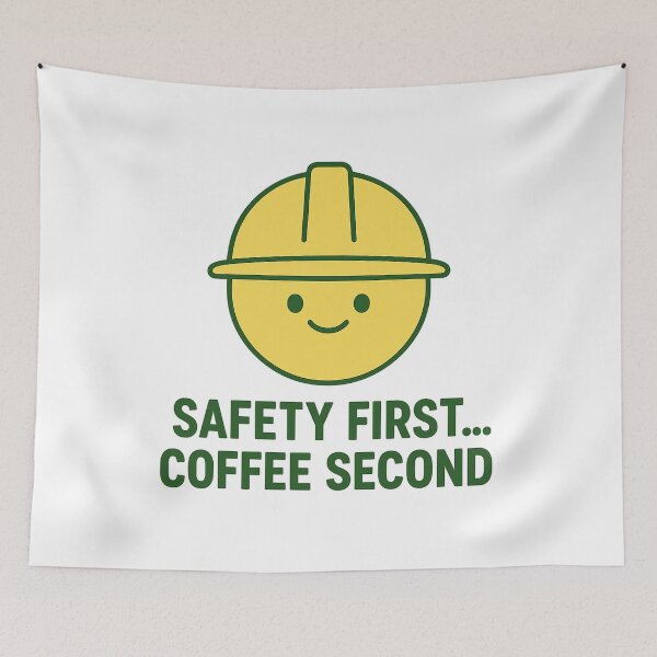 Item preview, Safety First… Coffee Second | Cute Hard Hat Construction Worker Sticker designed and sold by Gurjeetpixelart.