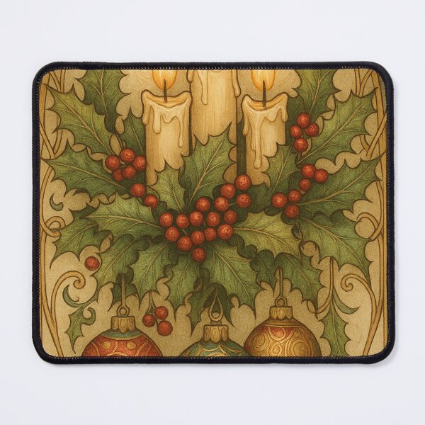 Item preview, Vintage Art Nouveau Christmas Candles - Holly Berries Balls Ornaments designed and sold by Lyvion design.