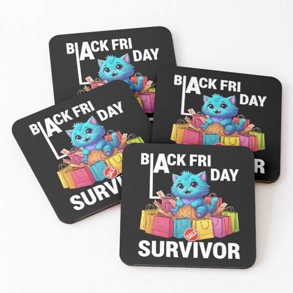 Item preview, Black Friday Cat Survivor – Funny Shopping Meme Sticker  designed and sold by Catzy Live®.